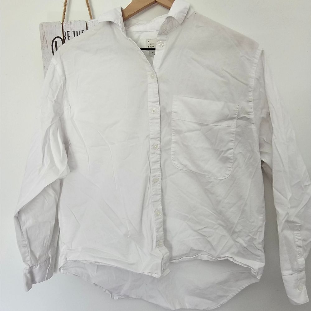 Women's A New Day White Collared Button Down Shirt Size Small